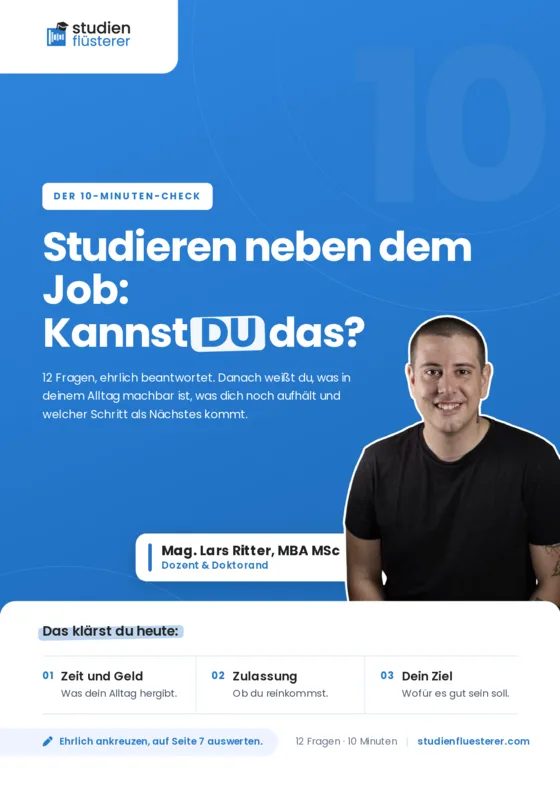 Vorschau des 10-Minuten-Checks: Titelseite des PDFs Studieren neben dem Job