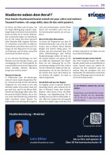 Ganzseitiger Zeitungsartikel in der Balger Zittig mit dem Titel "Studieren neben dem Beruf?" und einem Foto von Lars Ritter, Studienberatung im Rheintal.