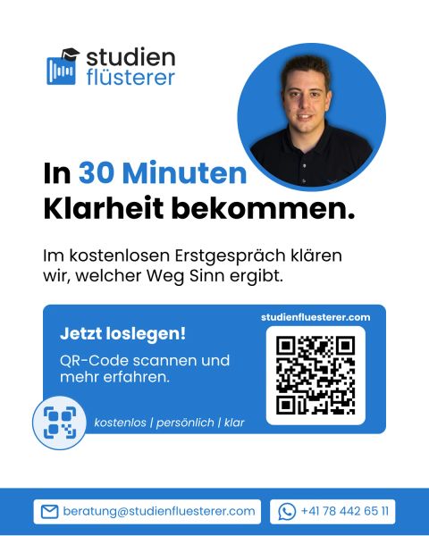 In 30 Minuten Klarheit bekommen: im kostenlosen Erstgespräch kläre ich, welcher Weg Sinn ergibt. Kontakt per E-Mail oder WhatsApp.